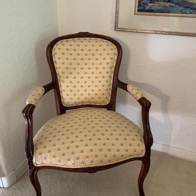 LOT 134 French Open Arm Chair Upholstered