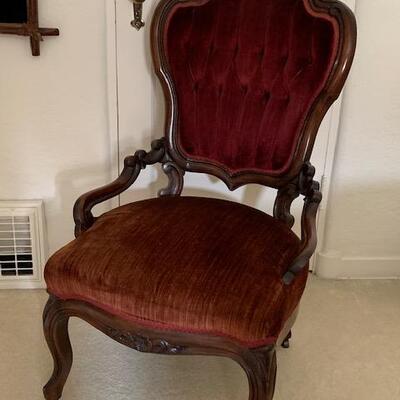 LOT 172 Victorian Rosewood Arm Chair Upholstered