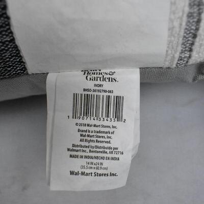 BH&G Stripe Oversize Oblong Pillow, 14'' x 24'', Ivory/Grey - New