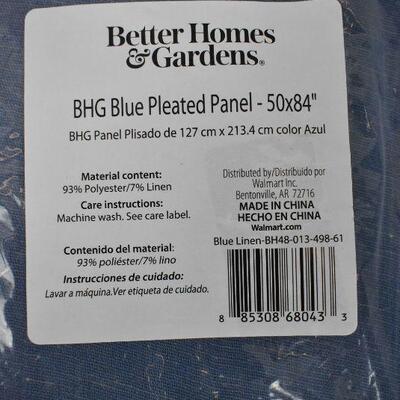 BH&G Blue Linen Pleated Curtain Panels, qty 2, 50