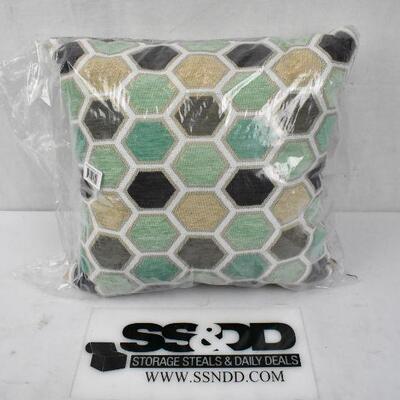 BH&G Aqua Hexagon Decorative Throw Pillow, 18