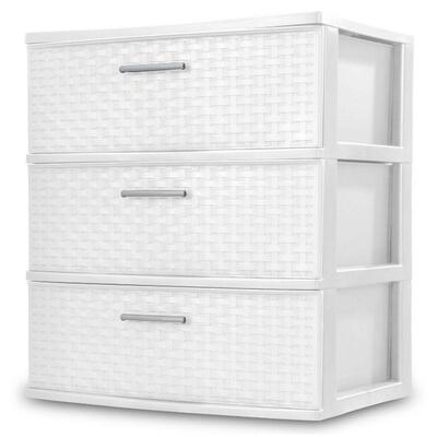 Sterilite 3 Drawer Wide Weave Tower White - New