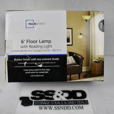 Mainstays 72'' Combo Floor Lamp w/ Adjustable Reading Lamp, Brown - New