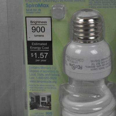 MaxLite Energy Saving Warm White Light Bulbs. 2 packages, 4 in each - New