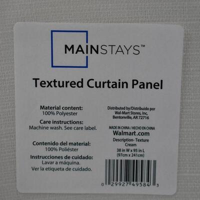 Qty 3 Mainstays Textured Solid Curtain Panels, Cream, 38