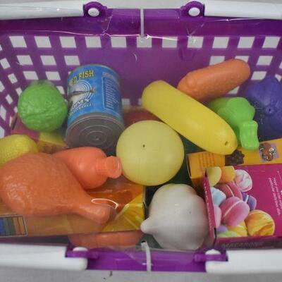 Click n' Play 33 Pc. Kids Pretend Play Grocery Shopping Play Toy Food Set - New