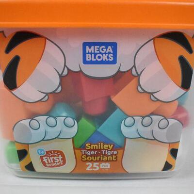 Mega Bloks First Builders Smiley Tiger Big Building Block Toys (25 Pieces) - New