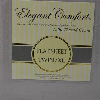 Qty 2 1500 Thread Count Single Flat Sheets Twin, Cream. 2 flat sheets ONLY - New