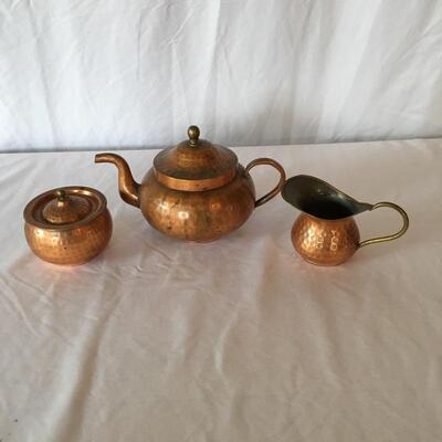 Lot 1 - Hammered Copper Tea Set