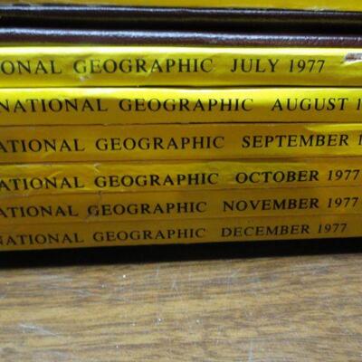 1977 National Geographic Magazine - complete set of 12 with faux leather cases