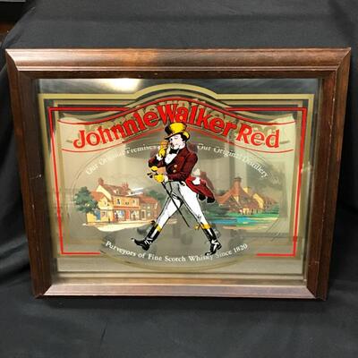 Johnnie Walker Red Promotional Framed Bar Sign