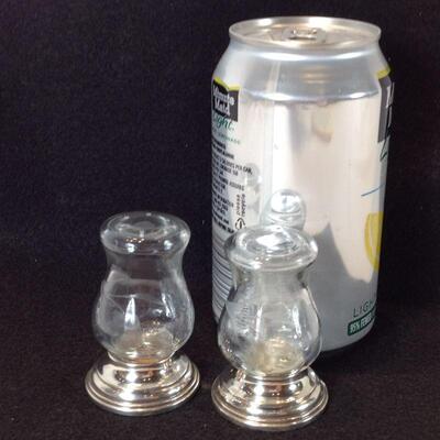 Etched Glass and Sterling Salt & Pepper Shakers