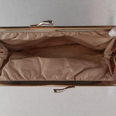 Vintage Beige Kiss Lock Clutch