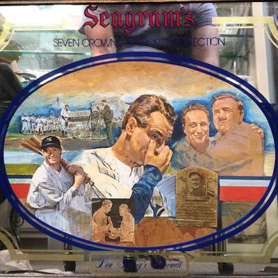 Seagrams â€œ7 Crowns of Sportsâ€ Lou Gehrig Promotional Bar Art Mirror