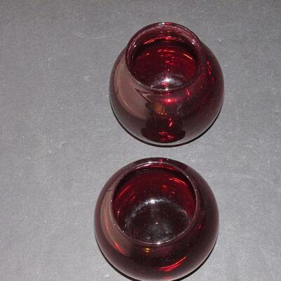 Lot 87- Anchor Hocking Royal Ruby Vase and Condiment Jar