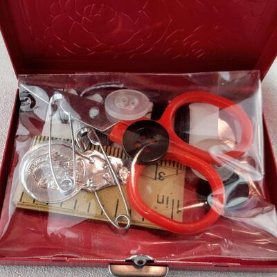 Mini Red Metal Sewing Kit