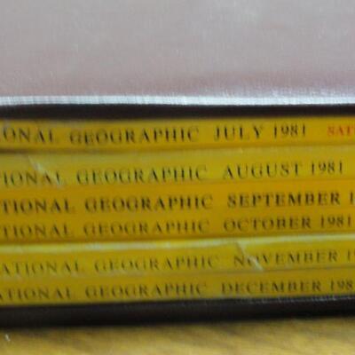 1981 National Geographic Magazine - complete set of 12 with faux leather cases Cases in great condition Books in normal good condition