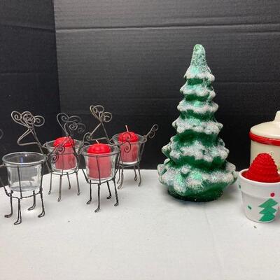 Lot #147 Christmas Candles and Candle Holders