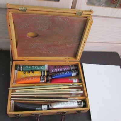 Lot 131- Wood Box Acrylic Paint Set