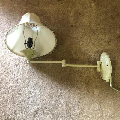 Lot 27 - White Table & Pair of Wall Lamps