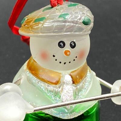 Golfer Snowman Jiggle Bell Ornament