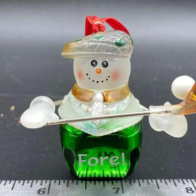 Golfer Snowman Jiggle Bell Ornament