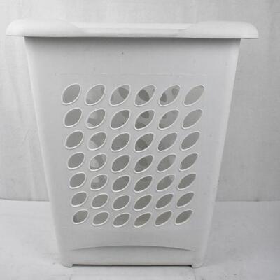 Sterilite Tall/Slim Laundry Basket, White. Needs cleaning. No lid