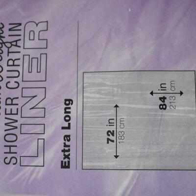 Extra Long, 8 Gauge Vinyl Shower Curtain Liner in Super Clear. Open
