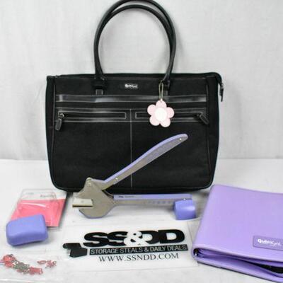 QuicKutz Squeeze Handle, Bag, Alphabet, Binder, Rub-Ons. Purple & Black