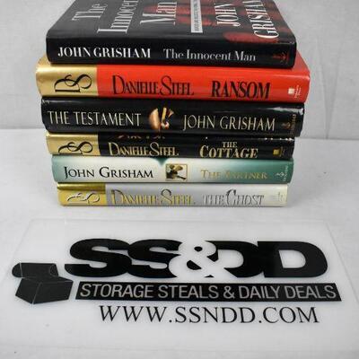 6 Hardcover Fiction, Grisham & Danielle Steele: The Innocent Man -to- The Ghost
