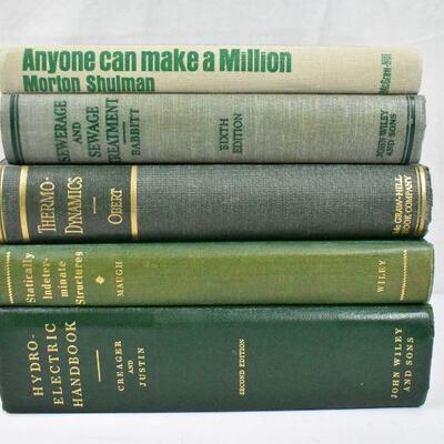 5 Hardcover Books, Green, Vintage