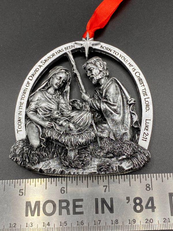 Pewter Nativity Scene Tree Ornament