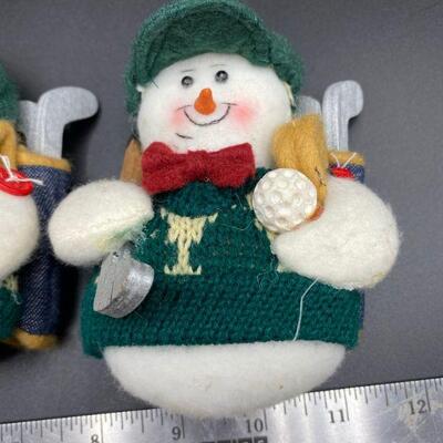 Pair of Golfing Snowman Ornaments