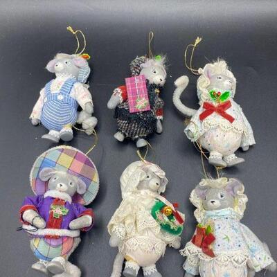 Set of 6 Holiday Mice Ornaments