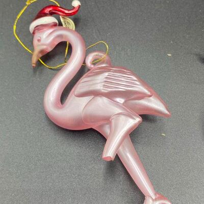 Set of 6 Blown Glass Flamingo Ornaments