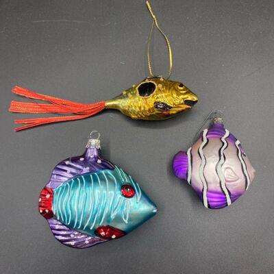 Set of 3 Blown Glass Fish Ornaments