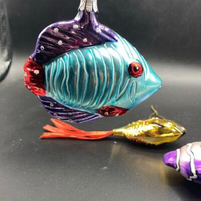 Set of 3 Blown Glass Fish Ornaments