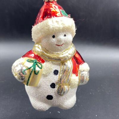 Blown Glass Snowman Ornament