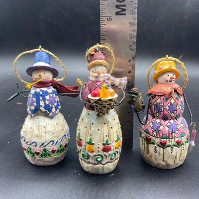 Set of 3 Jim Shore Snowman Figurine Ornaments