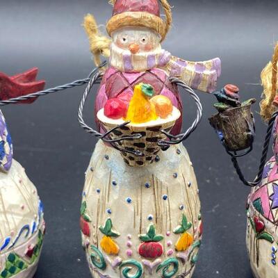 Set of 3 Jim Shore Snowman Figurine Ornaments