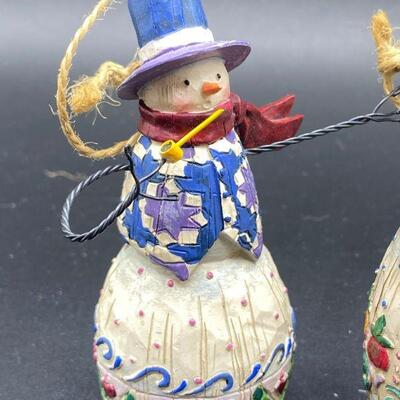 Set of 3 Jim Shore Snowman Figurine Ornaments