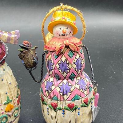 Set of 3 Jim Shore Snowman Figurine Ornaments
