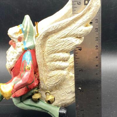 Santa Flying on a Goose Figurine Ornament
