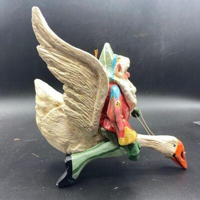 Santa Flying on a Goose Figurine Ornament