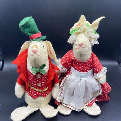 Holiday Rabbit Plush Couple