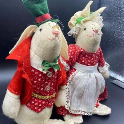 Holiday Rabbit Plush Couple