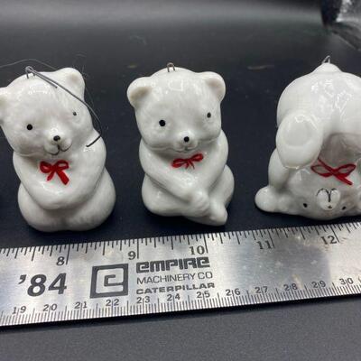 White Porcelain Tumbling Bear Figurine Ornaments
