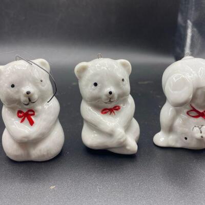 White Porcelain Tumbling Bear Figurine Ornaments
