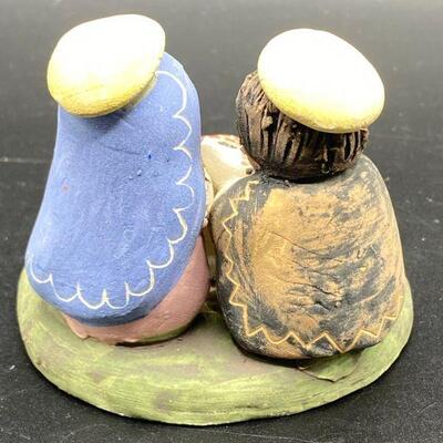 Small Painted Clay Plaster Nativity Scene