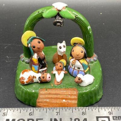Small Painted Clay Nativity Scene from Bolivia